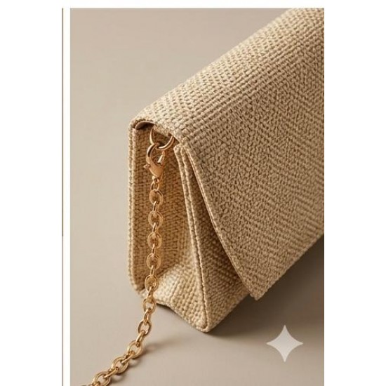 Hasır El Çantası | Zincirli Askılı Şık Tasarım