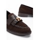 Acı kahve püsküllü loafer