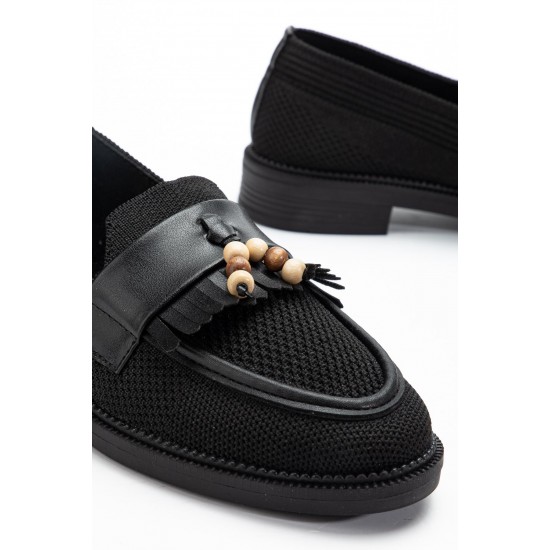 Siyah püsküllü loafer