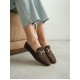 Acı kahve Süet Kadın Loafer Ayakkabı